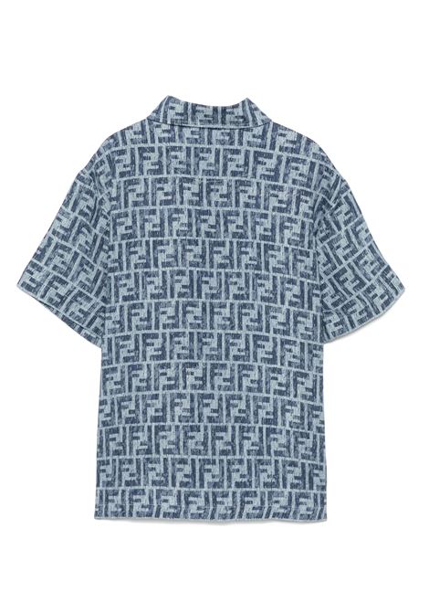 Camicia In Lino Con Motivo FF All-Over FENDI KIDS | JMC193-AUK2F1I11